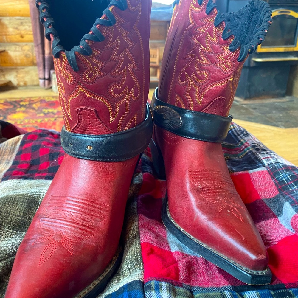 Laredo Red ladies cowboy boots size 8 up cycled